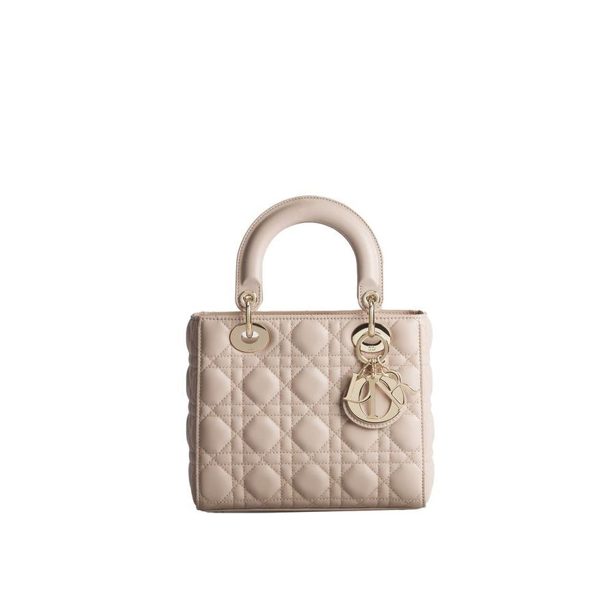 Beige Lamb Leather Shoulder Bag