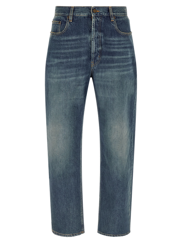 Blue Cotton Straight-Leg Jeans Clothing