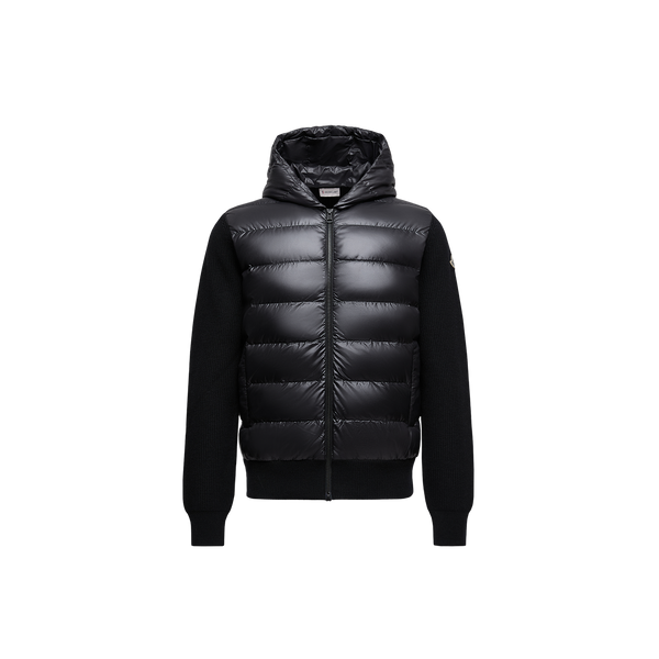 Moncler Nylon and wool blend down jacket in black