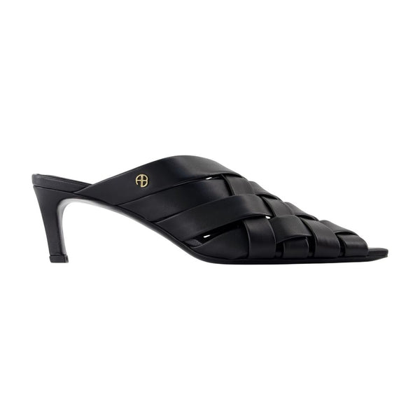 Anine Bing Calfskin mules in black