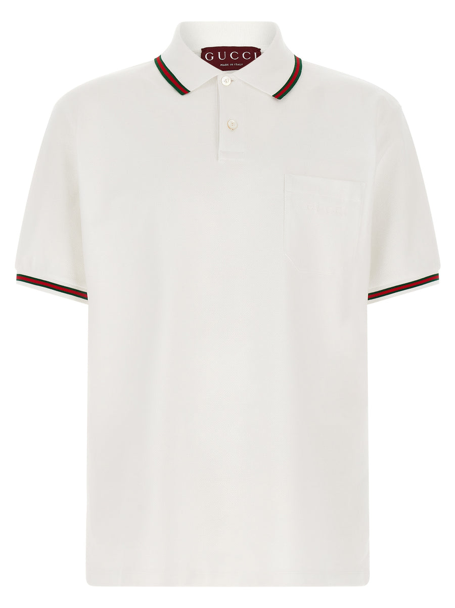 Gucci 100% cotton polo shirt in white