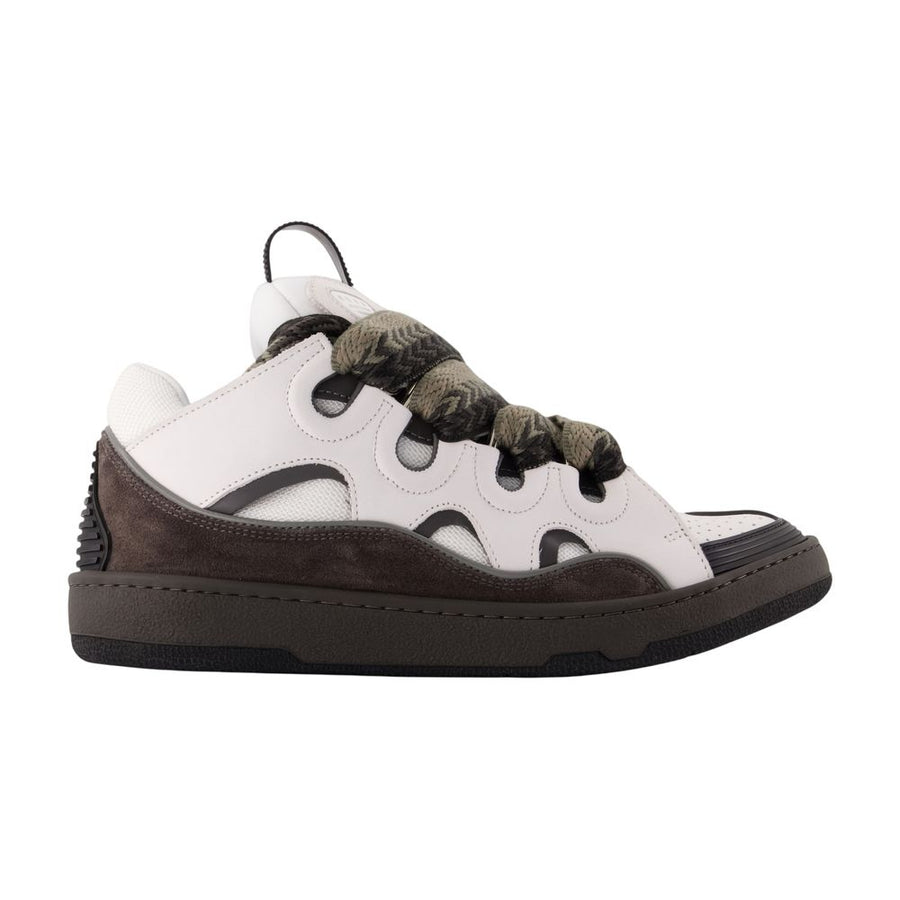 Curb Bicolor Sneakers - Lanvin Leather White Calfskin Shoes /