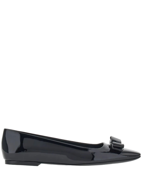 Ferragamo Patent goatskin ballerina flat in black