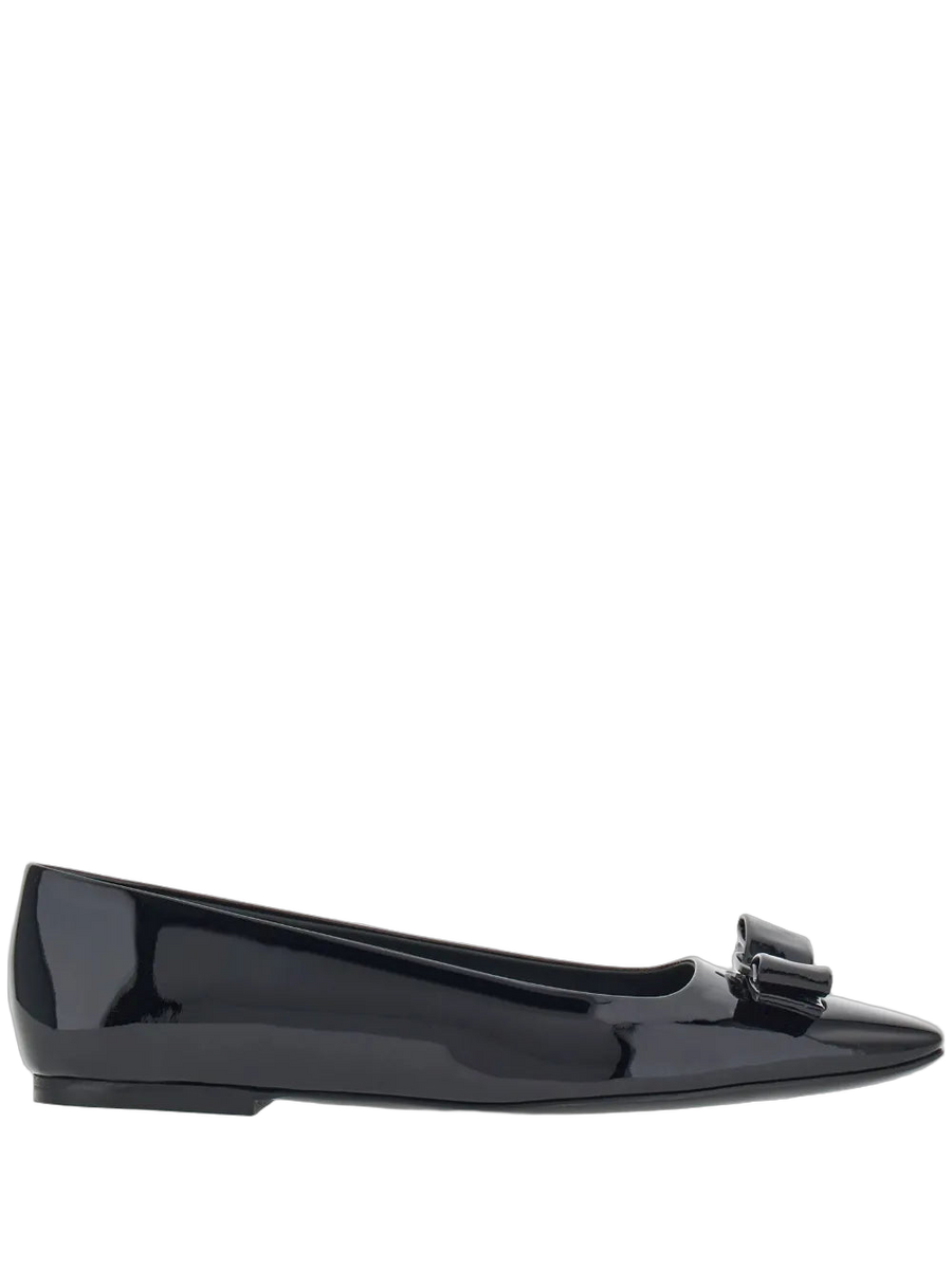 Ferragamo Patent goatskin ballerina flat in black