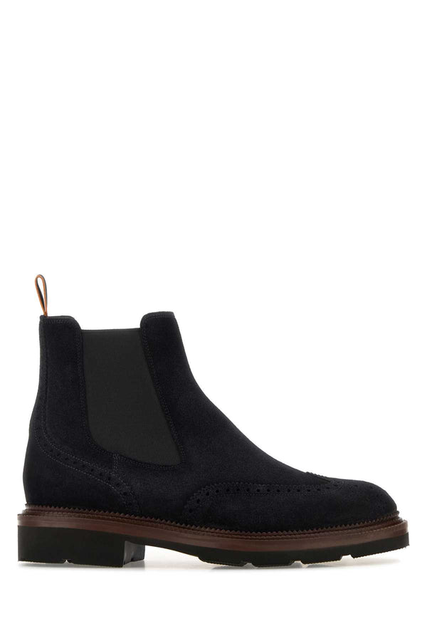 Santoni Exterior: 100% Suede chelsea boot in navy