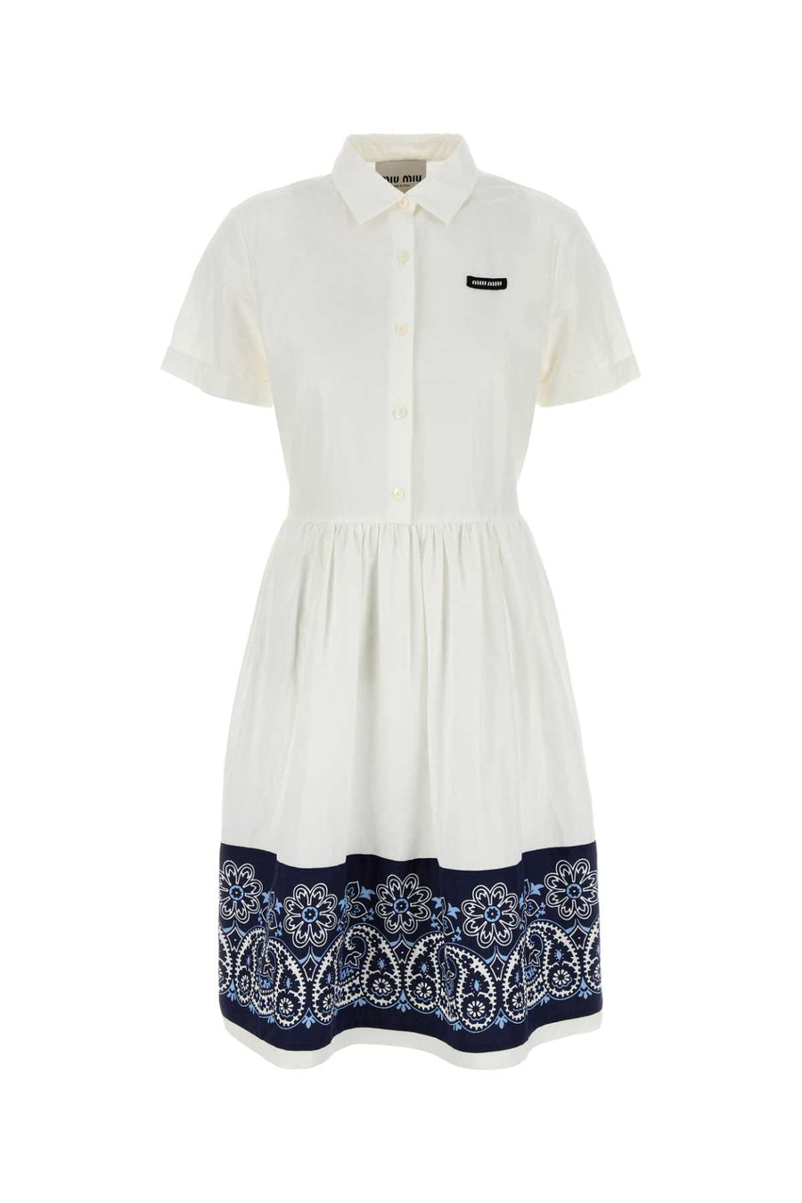 White Cotton Blend Shirt Dress Biancoblu Coli-trochusniloticus Abiti