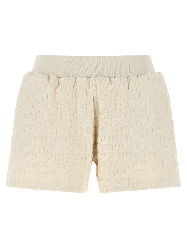 Off-White 100% Cotton bermuda shorts in beige