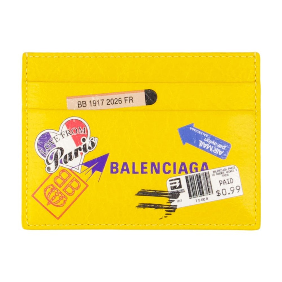 Balenciaga Lambskin card case in yellow