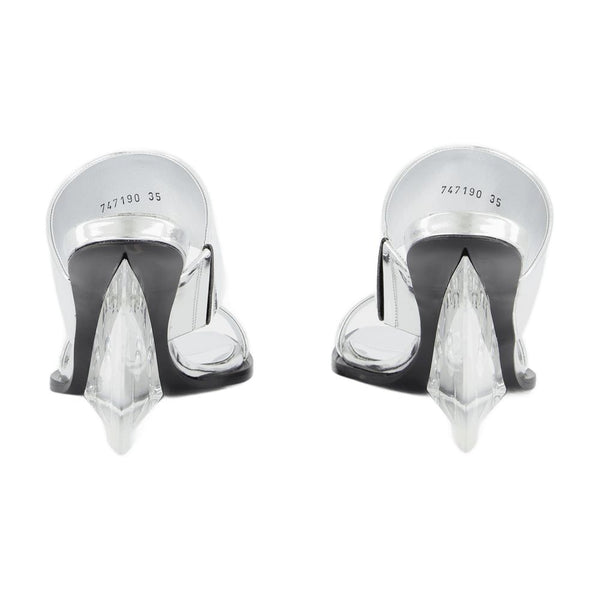 Alexander McQueen Leather mule in silver