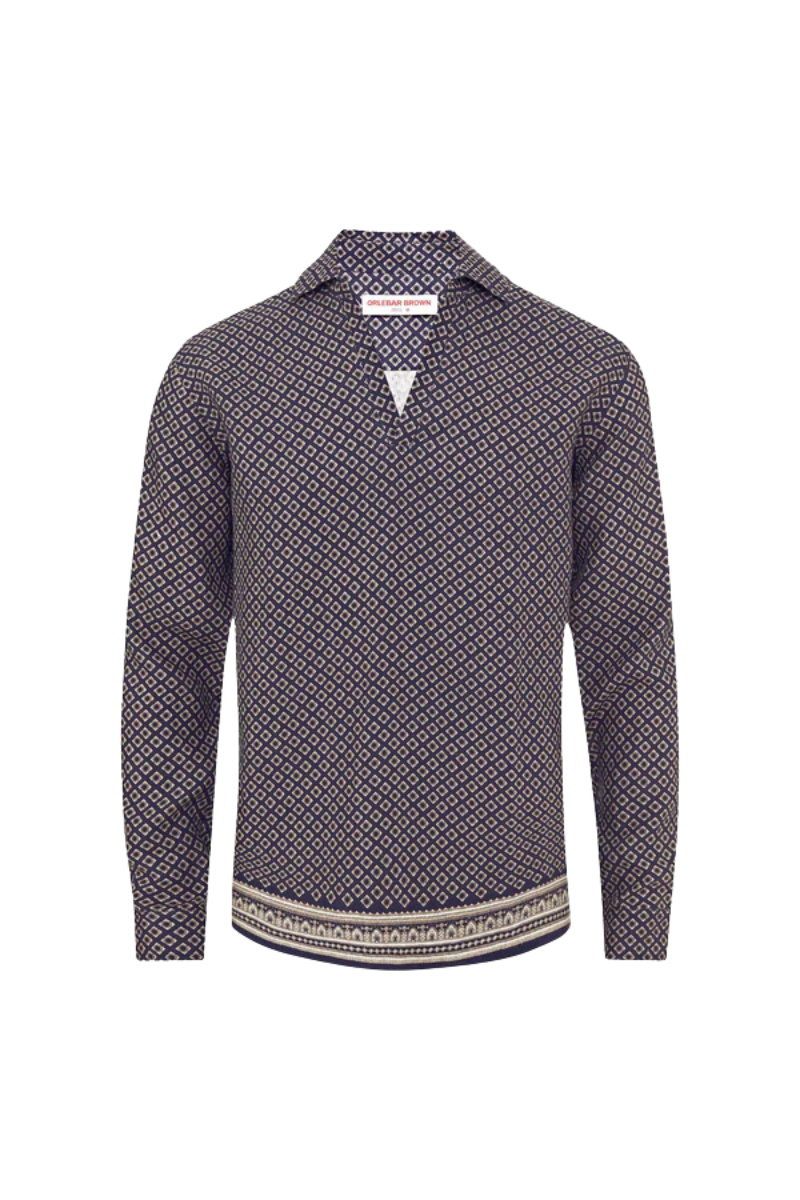 Orlebar Brown 80% viscose shirt in navy