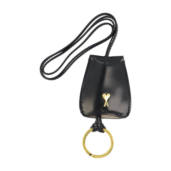 AMI Paris Calfskin key case in black