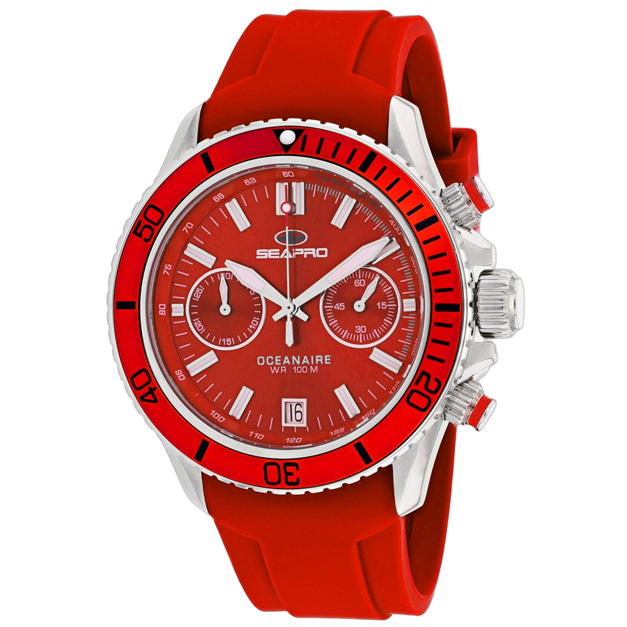 Seapro Stainless steel case watch in red