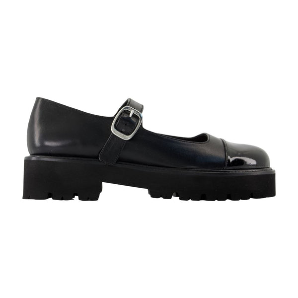 Carel calfskin mary jane flat in black