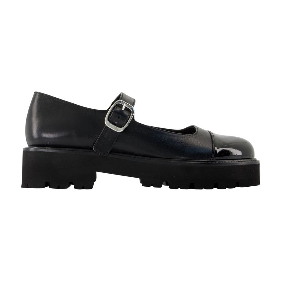 Carel calfskin mary jane flat in black