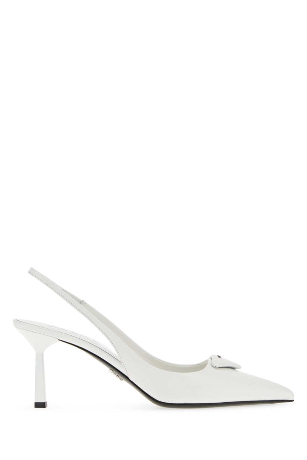 White Leather Pumps Bianco Scarpe Con Tacco