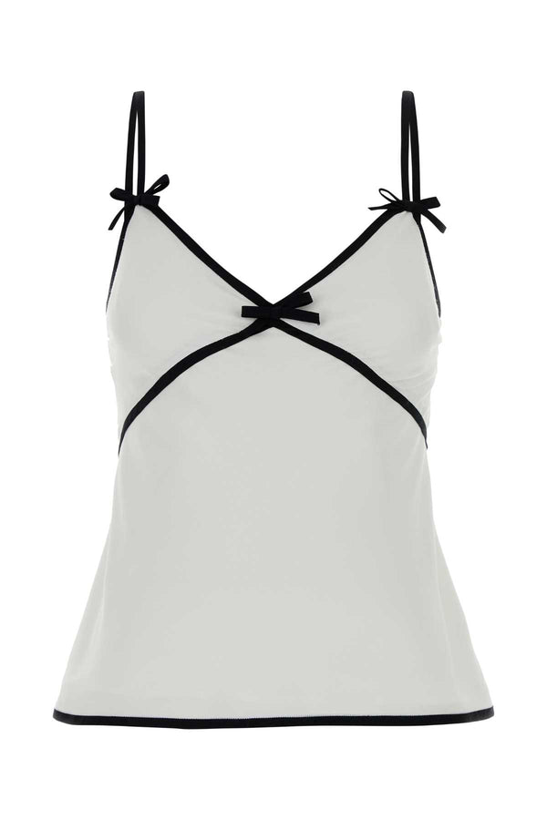 White Crepe Top Bianco Maglie