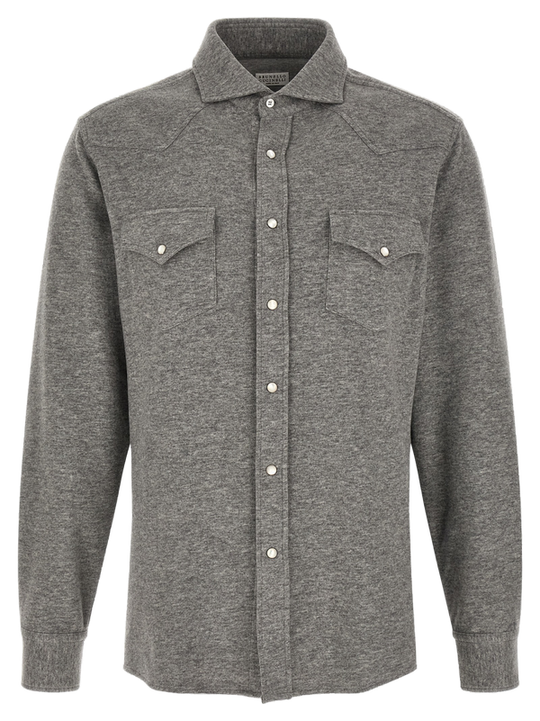 Brunello Cucinelli Cashmere and cotton mélange shirt in gray
