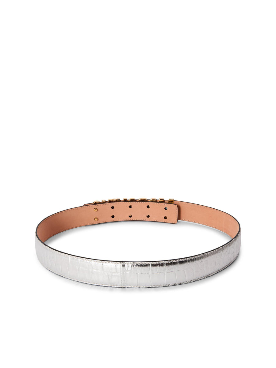 Moschino 100% Leather belt in silver