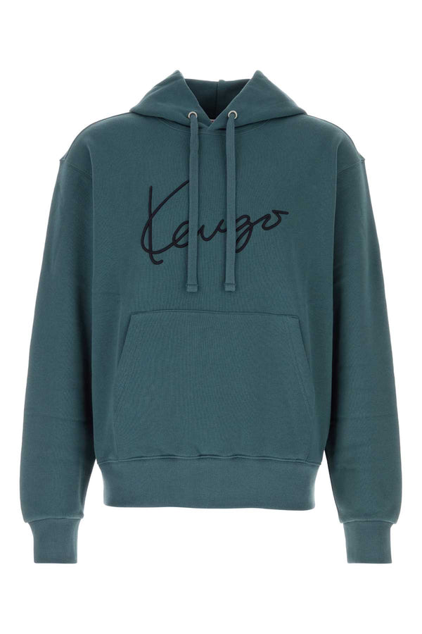 Kenzo Signature 100% Cotton hoodie in petrol blue