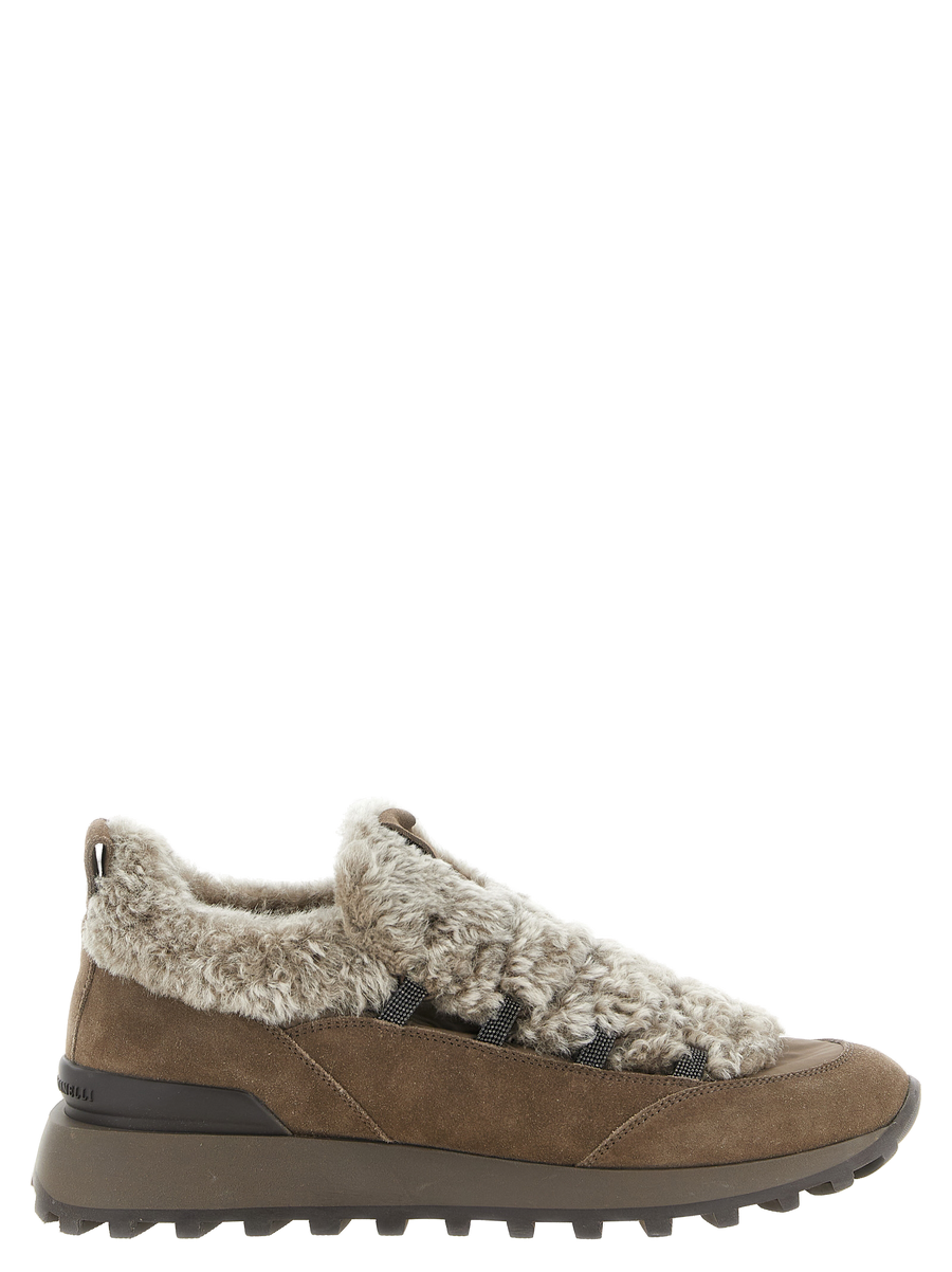 Brunello Cucinelli Suede upper sneaker in brown