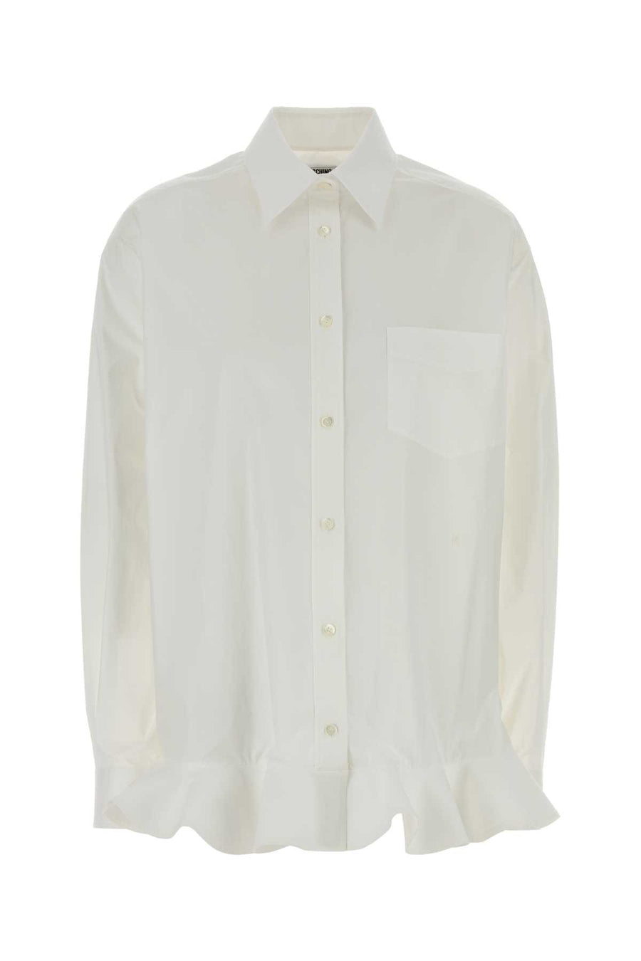 White Stretch Poplin Shirt Fantasia Bianco Exterior: Cotton Elastane Camicie
