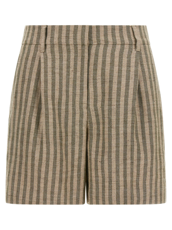 Brunello Cucinelli 93% linen bermuda shorts in green