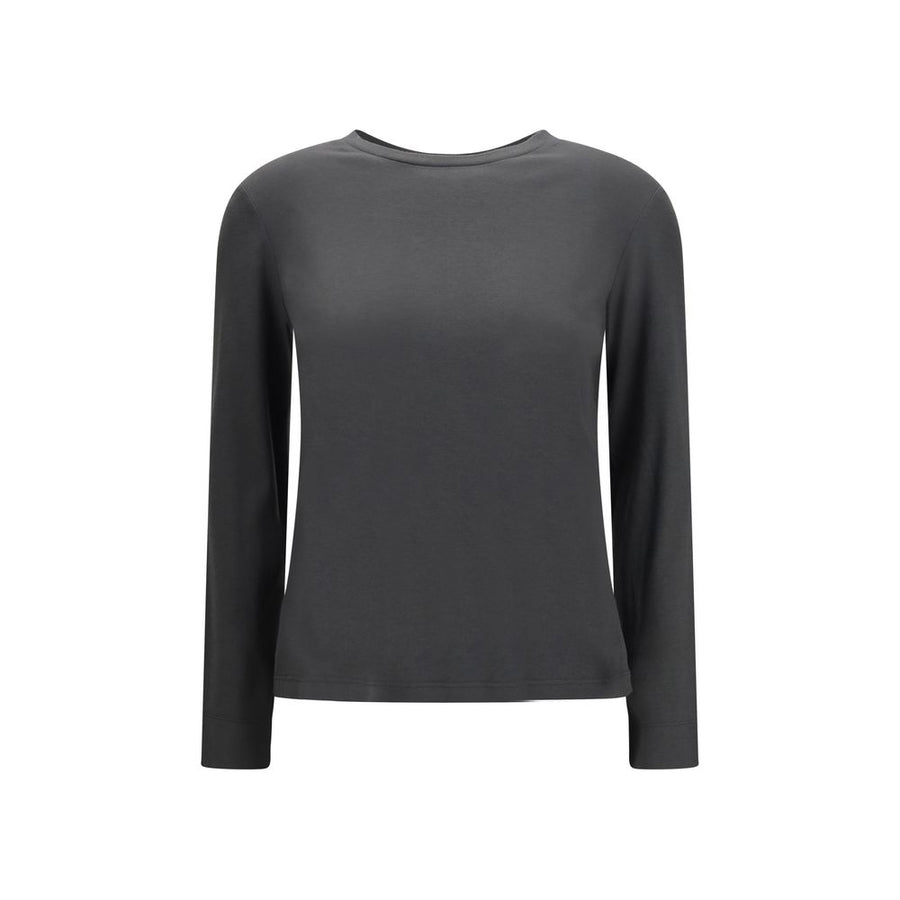 Gray Cotton Long Sleeve T-Shirt