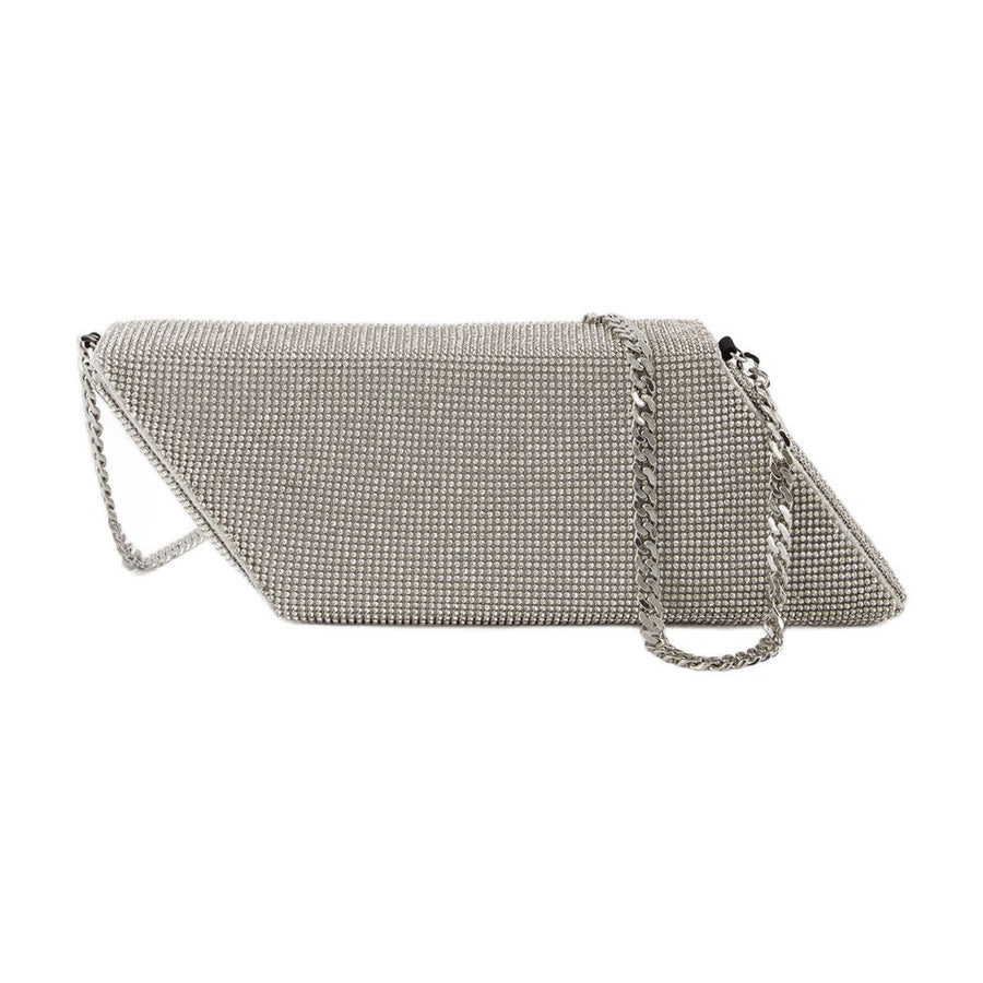 Kara Metal mesh clutch in silver