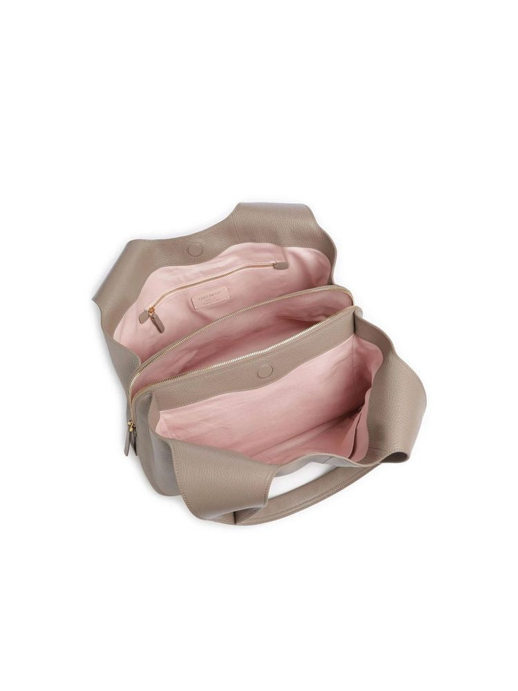 Coccinelle Hobo Bag Warm Taupe Grained Leather / Handbags