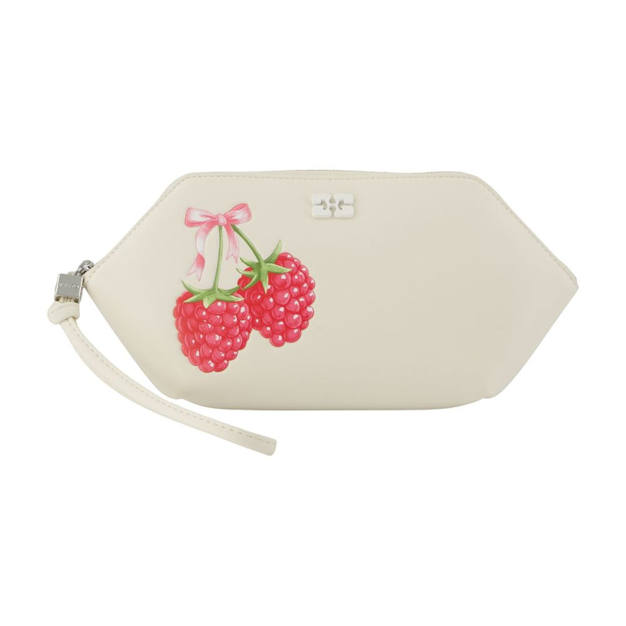 Ganni Calfskin clutch in white