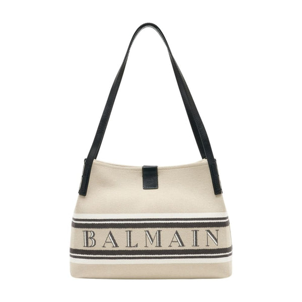 Balmain canvas shoulder bag in beige