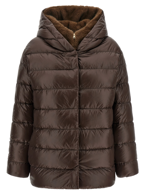 Brown Polyamide Full-Length Jacket Clothing