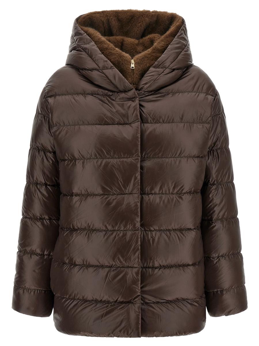 Brown Polyamide Full-Length Jacket Clothing