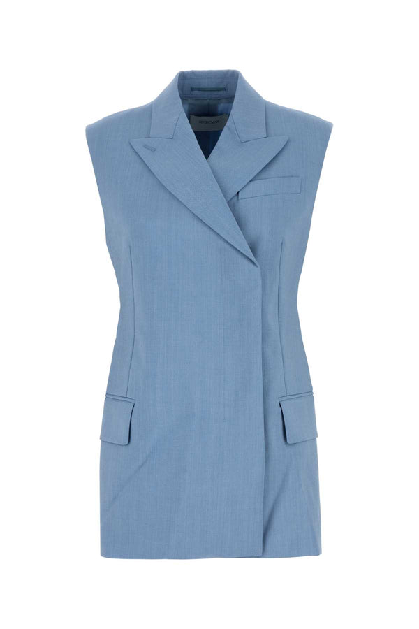 Sportmax Exterior: 46% Virgin wool 30% Mohair 24% Polyester. Lining: 70% Acetate 30% Polyester vest in blue