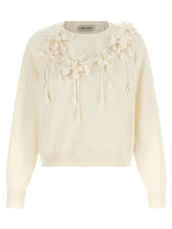 Alberta Ferretti 100% virgin wool sweater in white