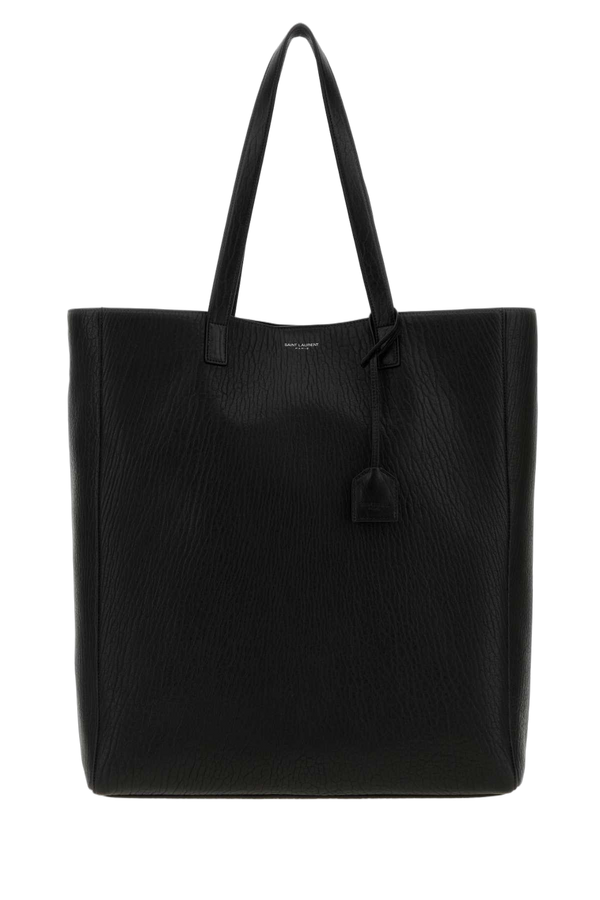 Saint Laurent Exterior: 100% Calf Leather; Lining: 100% Suede; Finishing: Silver metal tote bag in black