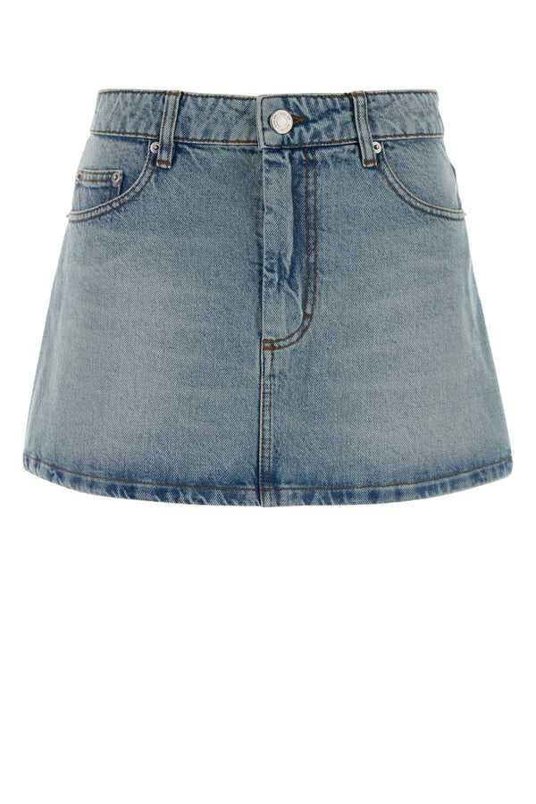 Denim Mini Skirt Bleu Used Exterior: Cotton Gonne
