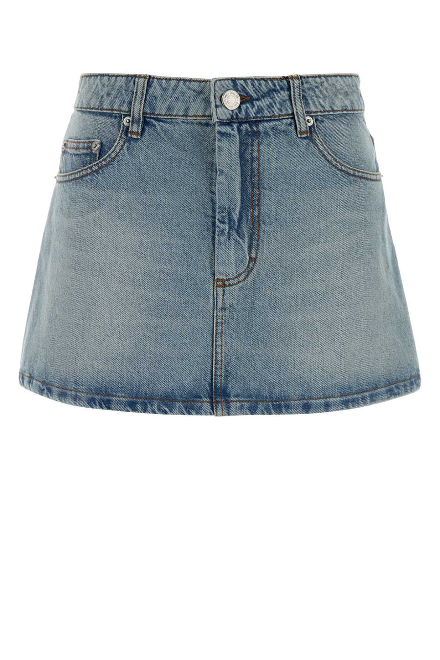 Denim Mini Skirt Bleu Used Exterior: Cotton Gonne