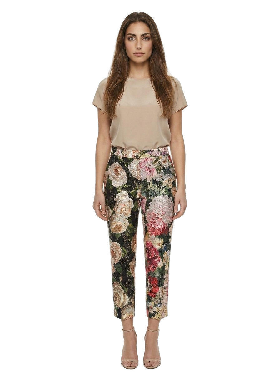 Multicolor Cotton Casual Pants