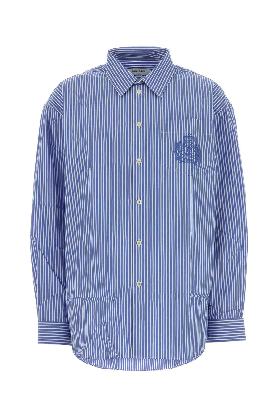 Embroidered Poplin Shirt Bluestripedblue Exterior: Cotton Camicie