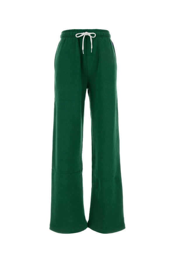 Green Cotton Blend Joggers Bushgreen Exterior: Polyester Pantaloni