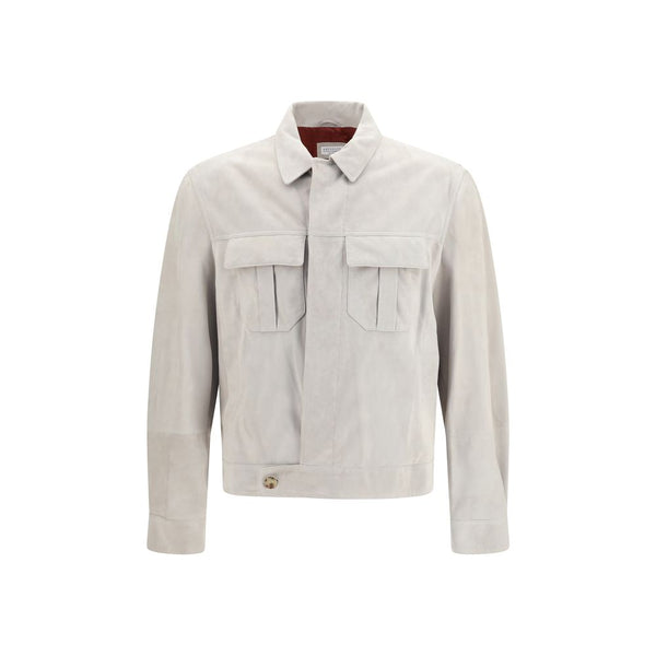 Beige Leather Jacket Clothing