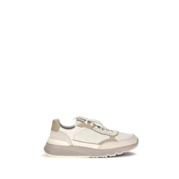 Beige Calf Leather Bos Taurus Athletic Sneakers