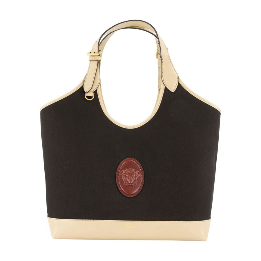 Large Shopper Bag - Versace Leather Black Calfskin / Totes-shopping-bags