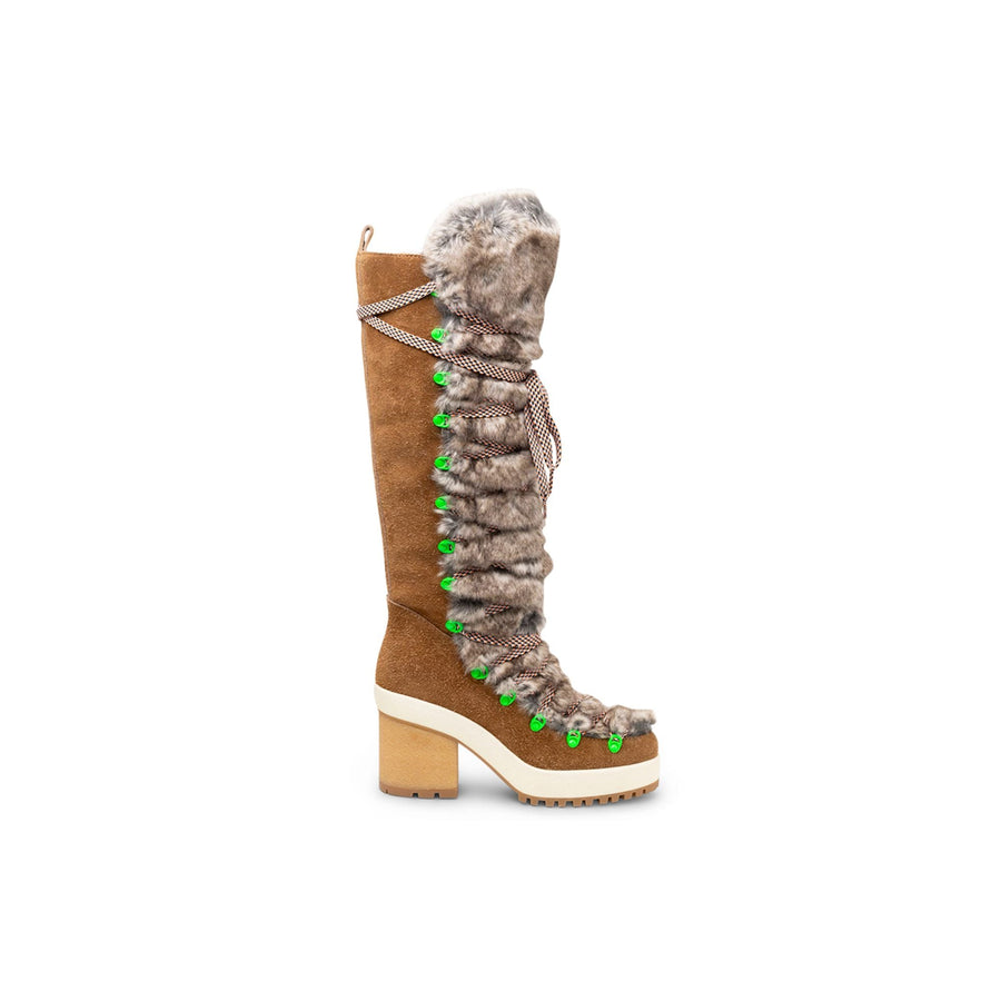 Hogan Suede upper with faux fur trim boot in brown