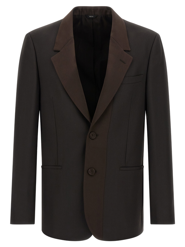 Brown Polyester Blazer Clothing