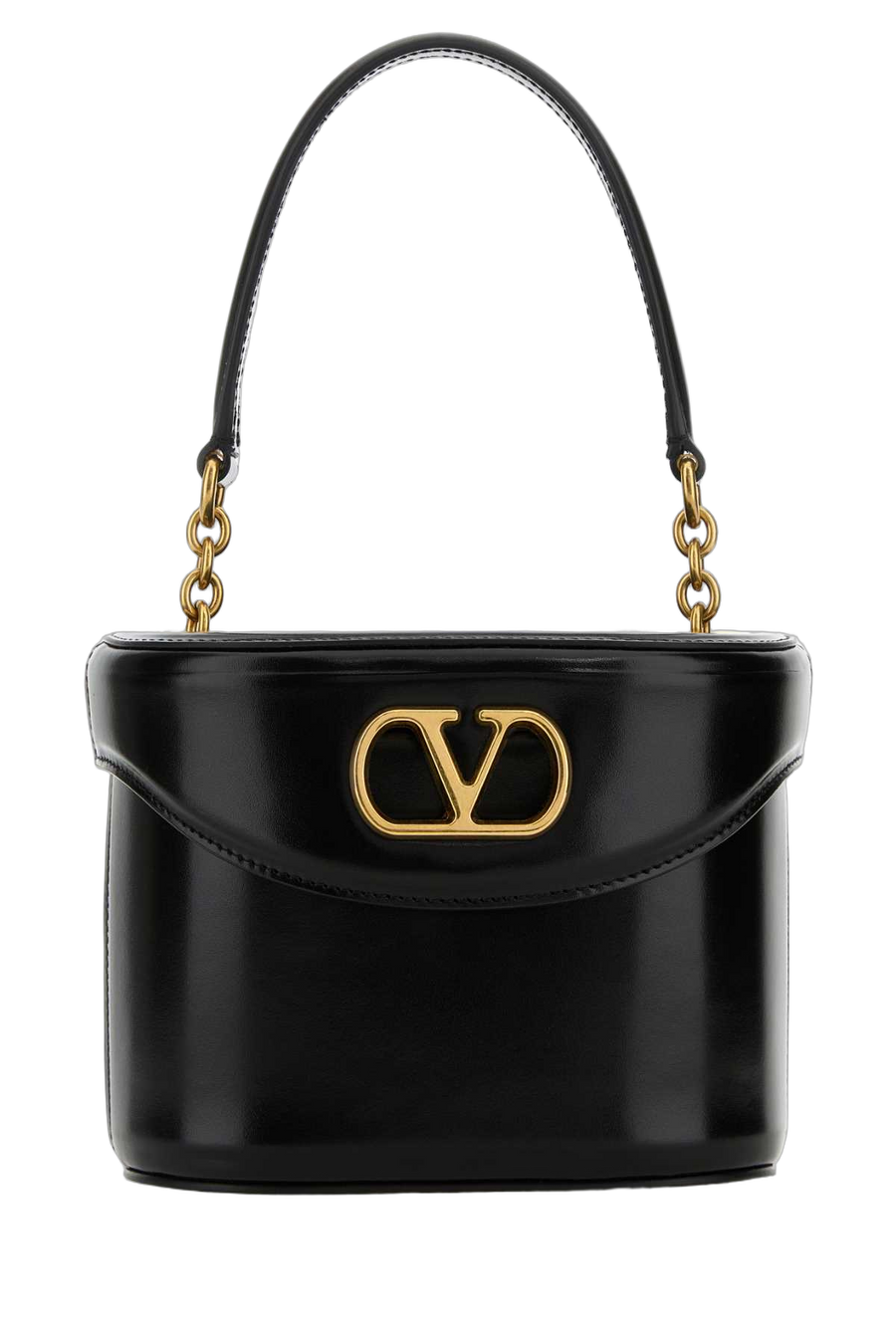 Valentino Garavani Exterior: 100% Leather; Lining: 100% Leather; Finishing: Antiqued golden metal shoulder bag in black