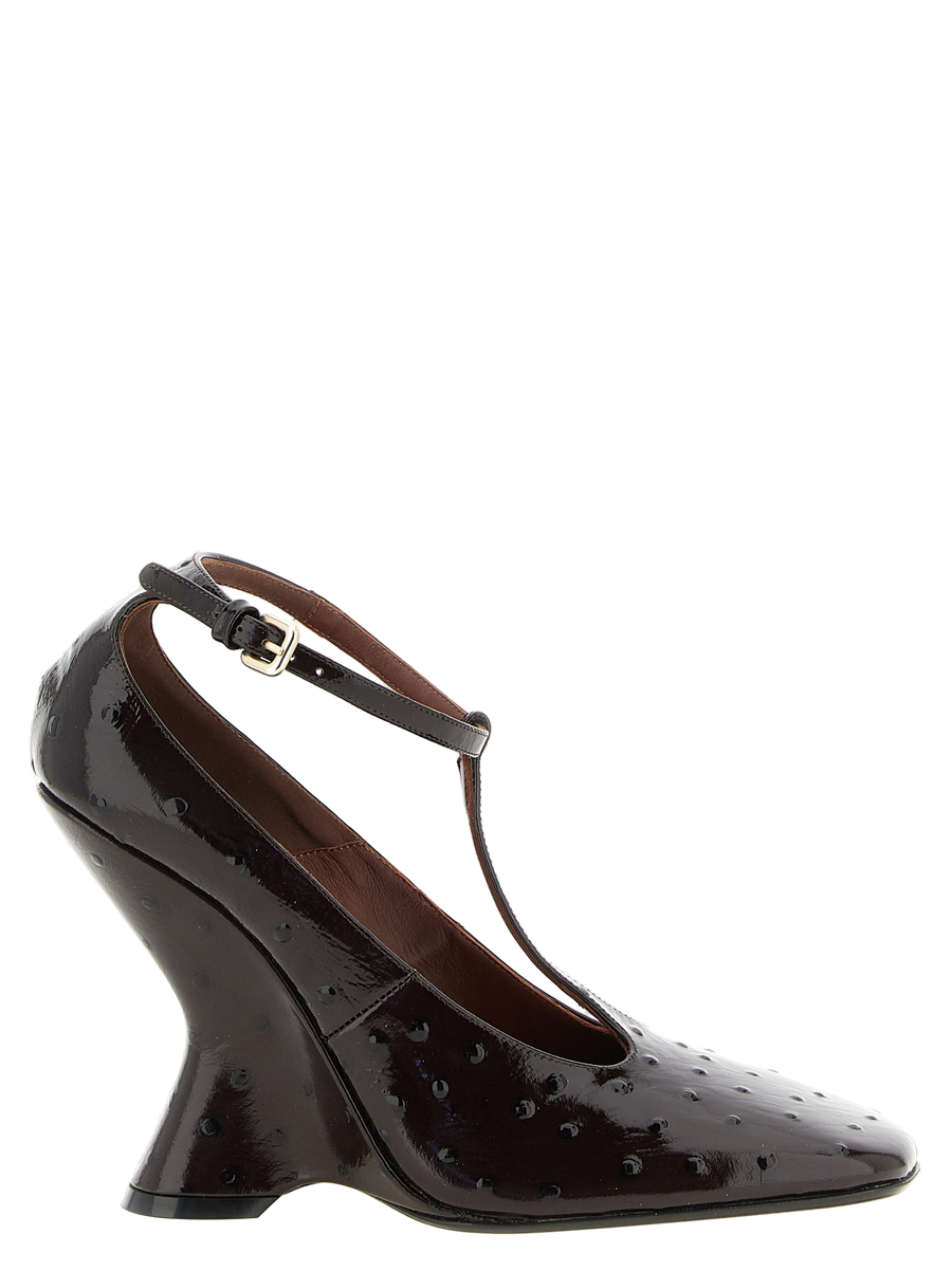 Dries Van Noten 100% calfskin leather wedge heel in bordeaux