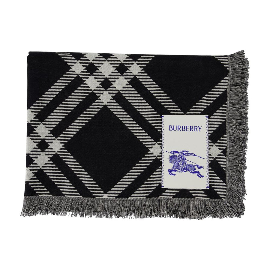 Tri Bar Scarf - Burberry Wool Black Accessories /