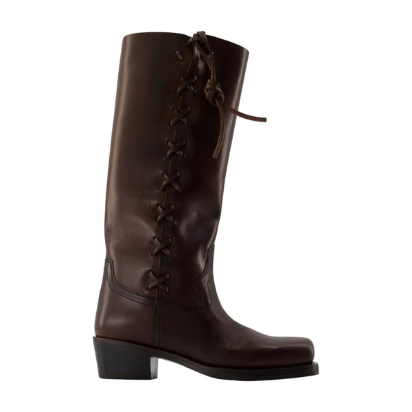 Paris Texas calfskin boot in brown